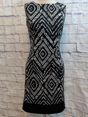 *LAST CHANCE!* Mario Serrani Black & White Sleeveless Sheath Dress - Size 8 NWOT